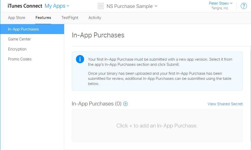 iTunes Connect In-App Purchases